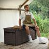 imageYITAHOME 120 Gallon Large Outdoor Storage Deck Box Waterproof Cushion Storage Bench with Lockable Lid for Patio Pool Supplies Garden Tools Resin Black ampamp BrownDark Brown