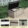 imageYITAHOME 120 Gallon Large Outdoor Storage Deck Box Waterproof Cushion Storage Bench with Lockable Lid for Patio Pool Supplies Garden Tools Resin Black ampamp BrownBlack  Brown