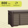 imageYITAHOME 120 Gallon Large Outdoor Storage Deck Box Waterproof Cushion Storage Bench with Lockable Lid for Patio Pool Supplies Garden Tools Resin Black ampamp BrownDark Brown