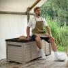 imageYITAHOME 120 Gallon Large Outdoor Storage Deck Box Waterproof Cushion Storage Bench with Lockable Lid for Patio Pool Supplies Garden Tools Resin Black ampamp BrownBlack  Brown