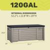 imageYITAHOME 120 Gallon Large Outdoor Storage Deck Box Waterproof Cushion Storage Bench with Lockable Lid for Patio Pool Supplies Garden Tools Resin Black ampamp BrownBlack  Brown