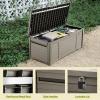imageYITAHOME 120 Gallon Large Outdoor Storage Deck Box Waterproof Cushion Storage Bench with Lockable Lid for Patio Pool Supplies Garden Tools Resin Black ampamp BrownTaupe