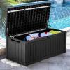 imageYITAHOME 120 Gallon Outdoor Storage Deck Box Large Resin Patio Storage for Outdoor Pillows Garden Tools and PoolSupplies Waterproof Lockable BlackBlack