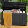 imageYITAHOME 120 Gallon Outdoor Storage Deck Box Large Resin Patio Storage for Outdoor Pillows Garden Tools and PoolSupplies Waterproof Lockable BlackBlack