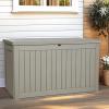 imageYITAHOME 120 Gallon Outdoor Storage Deck Box Large Resin Patio Storage for Outdoor Pillows Garden Tools and PoolSupplies Waterproof Lockable BlackTaupe