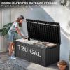 imageYITAHOME 120 Gallon Resin Deck Box Weather Resistant Outdoor Storage Box for Patio Pillow Garden Tools Pool Supplies Lockable Easy Assembly Extra Seat or Table with Cushion Black