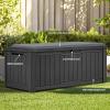 imageYITAHOME 120 Gallon Resin Deck Box Weather Resistant Outdoor Storage Box for Patio Pillow Garden Tools Pool Supplies Lockable Easy Assembly Extra Seat or Table with Cushion Black