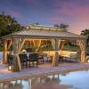 imageYITAHOME 12x20ft Hardtop Gazebo with Nettings and Curtains Heavy Duty Double Roof Galvanized Steel Outdoor Combined of Vertical Stripes Roof for Patio Backyard Deck Lawns GrayBronze