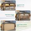 imageYITAHOME 12x20ft Hardtop Gazebo with Nettings and Curtains Heavy Duty Double Roof Galvanized Steel Outdoor Combined of Vertical Stripes Roof for Patio Backyard Deck Lawns GrayBrown
