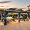 imageYITAHOME 12x20ft Hardtop Gazebo with Nettings and Curtains Heavy Duty Double Roof Galvanized Steel Outdoor Combined of Vertical Stripes Roof for Patio Backyard Deck Lawns GrayGray