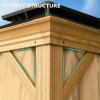 imageYITAHOME 12x20ft Hardtop Gazebo with Nettings and Curtains Wood Grain Heavy Duty Double Roof Galvanized Steel Outdoor Combined of Vertical Stripes Roof for Patio Backyard Deck Lawns BrownWood Like