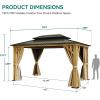 imageYITAHOME 12x20ft Hardtop Gazebo with Nettings and Curtains Wood Grain Heavy Duty Double Roof Galvanized Steel Outdoor Combined of Vertical Stripes Roof for Patio Backyard Deck Lawns BrownWood Grain