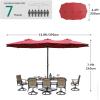 imageYITAHOME 13ft Patio Umbrella Outdoor Extra Large DoubleSided Market Table Umbrella for Pool Patio Furniture Patio Shade Claretred Not Base IncludedClaretred