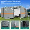 imageYITAHOME 2022FT Travel Trailer Cover RV Cover Camper Cover Super Thick Waterproof Windproof AntiUV RipStop Motorhome Covers with 2 Long Straps 4 Tire Covers Tongue Jack Cover