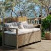 imageYITAHOME 230 Gal Outdoor Storage Box XXL AllWeather Wicker Deck Box for Patio Furniture Cushions Pool Accessories and Garden Tools  GreyBeige