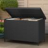 imageYITAHOME 230 Gal Outdoor Storage Box XXL AllWeather Wicker Deck Box for Patio Furniture Cushions Pool Accessories and Garden Tools  GreyBlack
