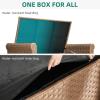 imageYITAHOME 230 Gal Outdoor Storage Box XXL AllWeather Wicker Deck Box for Patio Furniture Cushions Pool Accessories and Garden Tools  GreyBrown