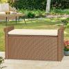 imageYITAHOME 230 Gal Outdoor Storage Box XXL AllWeather Wicker Deck Box for Patio Furniture Cushions Pool Accessories and Garden Tools  GreyBrown