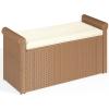 imageYITAHOME 230 Gal Outdoor Storage Box XXL AllWeather Wicker Deck Box for Patio Furniture Cushions Pool Accessories and Garden Tools  GreyBrown