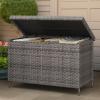 imageYITAHOME 230 Gal Outdoor Storage Box XXL AllWeather Wicker Deck Box for Patio Furniture Cushions Pool Accessories and Garden Tools  GreyGrey