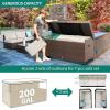 imageYITAHOME 230 Gallon Deck Box XXL Wicker Outdoor Storage Box AllWeather Storage Organizer for Patio Furniture Outdoor Cushions Pool Storage and Garden Tools GreyBrown