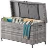 imageYITAHOME 230 Gallon Deck Box XXL Wicker Outdoor Storage Box AllWeather Storage Organizer for Patio Furniture Outdoor Cushions Pool Storage and Garden Tools GreyGrey