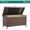 imageYITAHOME 230 Gallon Deck Box XXL Wicker Outdoor Storage Box AllWeather Storage Organizer for Patio Furniture Outdoor Cushions Pool Storage and Garden Tools GreyBrown