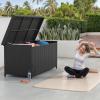 imageYITAHOME 230 Gallon XXL Deck Box AllWeather Wicker Outdoor Storage Box PE Rattan Storage Bin for Patio Furniture Outdoor Cushions Pool Storage and Garden Tools  GreyBlack