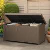 imageYITAHOME 230 Gallon XXL Deck Box AllWeather Wicker Outdoor Storage Box PE Rattan Storage Bin for Patio Furniture Outdoor Cushions Pool Storage and Garden Tools  GreyBrown