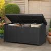 imageYITAHOME 230 Gallon XXL Deck Box AllWeather Wicker Outdoor Storage Box PE Rattan Storage Bin for Patio Furniture Outdoor Cushions Pool Storage and Garden Tools  GreyBlack