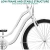 imageYITAHOME 24 ampamp 26 Inch Beach Cruiser Bike 7 Speed ampamp Single Speed Commute Bike StepThrough Bicycle for Adult Women ampamp Men Steel Frame Cruiser Bike with Full Front ampamp Rear FendersWhite