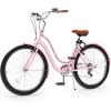 imageYITAHOME 24 ampamp 26 Inch Beach Cruiser Bike 7 Speed ampamp Single Speed Commute Bike StepThrough Bicycle for Adult Women ampamp Men Steel Frame Cruiser Bike with Full Front ampamp Rear FendersPink