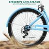 imageYITAHOME 24 ampamp 26 Inch Beach Cruiser Bike 7 Speed ampamp Single Speed Commute Bike StepThrough Bicycle for Adult Women ampamp Men Steel Frame Cruiser Bike with Full Front ampamp Rear FendersLight Blue