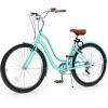 imageYITAHOME 24 ampamp 26 Inch Beach Cruiser Bike 7 Speed ampamp Single Speed Commute Bike StepThrough Bicycle for Adult Women ampamp Men Steel Frame Cruiser Bike with Full Front ampamp Rear FendersMint Green