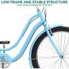 imageYITAHOME 24 ampamp 26 Inch Beach Cruiser Bike 7 Speed ampamp Single Speed Commute Bike StepThrough Bicycle for Adult Women ampamp Men Steel Frame Cruiser Bike with Full Front ampamp Rear FendersLight Blue