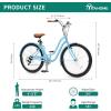 imageYITAHOME 24 ampamp 26 Inch Beach Cruiser Bike 7 Speed ampamp Single Speed Commute Bike StepThrough Bicycle for Adult Women ampamp Men Steel Frame Cruiser Bike with Full Front ampamp Rear FendersLight Blue