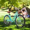 imageYITAHOME 24 ampamp 26 Inch Beach Cruiser Bike 7 Speed ampamp Single Speed Commute Bike StepThrough Bicycle for Adult Women ampamp Men Steel Frame Cruiser Bike with Full Front ampamp Rear FendersMint Green