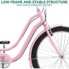 imageYITAHOME 24 ampamp 26 Inch Beach Cruiser Bike 7 Speed ampamp Single Speed Commute Bike StepThrough Bicycle for Adult Women ampamp Men Steel Frame Cruiser Bike with Full Front ampamp Rear FendersPink