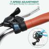 imageYITAHOME 24 ampamp 26 Inch Beach Cruiser Bike 7 Speed ampamp Single Speed Commute Bike StepThrough Bicycle for Adult Women ampamp Men Steel Frame Cruiser Bike with Full Front ampamp Rear FendersLight Blue