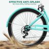 imageYITAHOME 24 ampamp 26 Inch Beach Cruiser Bike 7 Speed ampamp Single Speed Commute Bike StepThrough Bicycle for Adult Women ampamp Men Steel Frame Cruiser Bike with Full Front ampamp Rear FendersMint Green