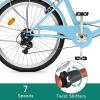 imageYITAHOME 24 ampamp 26 Inch Beach Cruiser Bike for Women 1 ampamp 7 Speed Commute Bike for Adults Womens Bicycle with Adjustable Seat Multiple ColorLight Blue