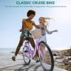 imageYITAHOME 24 ampamp 26 Inch Beach Cruiser Bike for Women 1 ampamp 7 Speed Commute Bike for Adults Womens Bicycle with Adjustable Seat Multiple ColorLight Purple