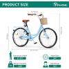 imageYITAHOME 24 ampamp 26 Inch Beach Cruiser Bike for Women 1 ampamp 7 Speed Commute Bike for Adults Womens Bicycle with Adjustable Seat Multiple ColorLight Blue