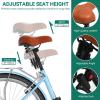 imageYITAHOME 24 ampamp 26 Inch Beach Cruiser Bike for Women 1 ampamp 7 Speed Commute Bike for Adults Womens Bicycle with Adjustable Seat Multiple ColorLight Blue