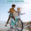 imageYITAHOME 24 ampamp 26 Inch Beach Cruiser Bike for Women 1 ampamp 7 Speed Commute Bike for Adults Womens Bicycle with Adjustable Seat Multiple ColorMint Green