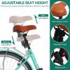 imageYITAHOME 24 ampamp 26 Inch Beach Cruiser Bike for Women 1 ampamp 7 Speed Commute Bike for Adults Womens Bicycle with Adjustable Seat Multiple ColorMint Green