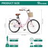 imageYITAHOME 24 ampamp 26 Inch Beach Cruiser Bike for Women 1 ampamp 7 Speed Commute Bike for Adults Womens Bicycle with Adjustable Seat Multiple ColorPink