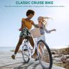 imageYITAHOME 24 ampamp 26 Inch Beach Cruiser Bike for Women 1 ampamp 7 Speed Commute Bike for Adults Womens Bicycle with Adjustable Seat Multiple ColorWhite
