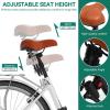 imageYITAHOME 24 ampamp 26 Inch Beach Cruiser Bike for Women 1 ampamp 7 Speed Commute Bike for Adults Womens Bicycle with Adjustable Seat Multiple ColorWhite