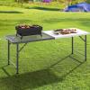 imageYITAHOME 2in1 Metal Folding Table for Grill 6Ft Design for Camping Heavy Duty Folding Grill Table for Outside Cooking BBQ and Picnics White